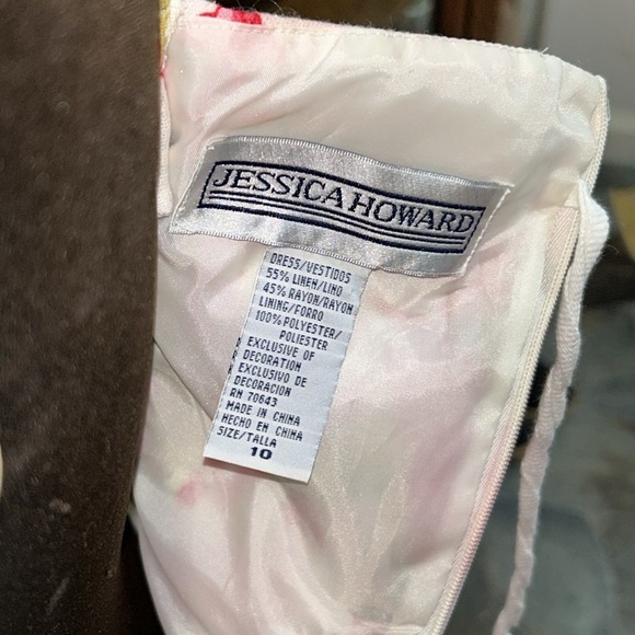 Jessica Howard Spaghetti Strap Pink Lime Green Floral Dress Size 10 - Picture 4 of 4